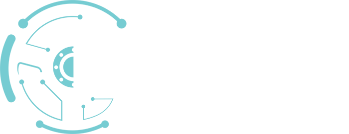 NC Auto Expo Logo - White sans-serif type with aqua wheel icon to left