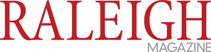 Raleigh Magazine Logo - Red serif type over gray sans-serif type